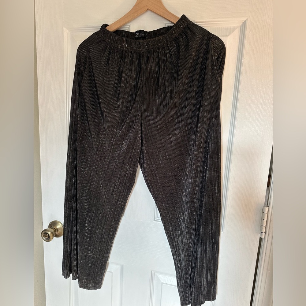 Topshop flowy black and gold shimmery pants